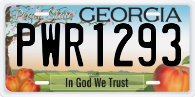 GA license plate PWR1293