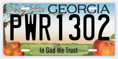 GA license plate PWR1302