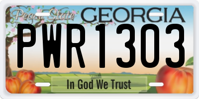 GA license plate PWR1303