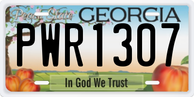 GA license plate PWR1307