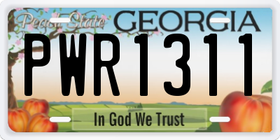 GA license plate PWR1311