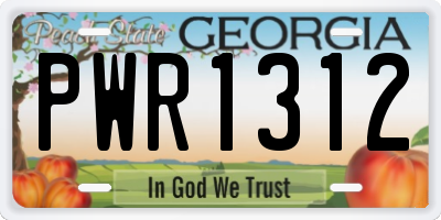 GA license plate PWR1312