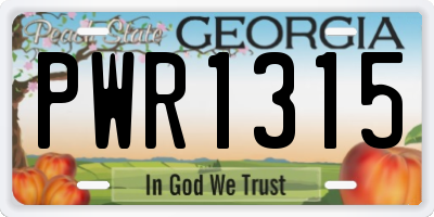 GA license plate PWR1315
