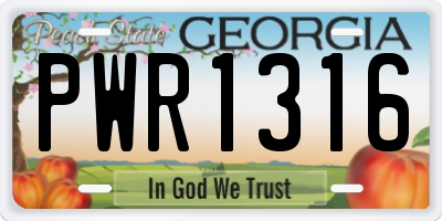 GA license plate PWR1316