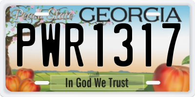 GA license plate PWR1317