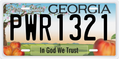 GA license plate PWR1321