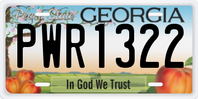 GA license plate PWR1322
