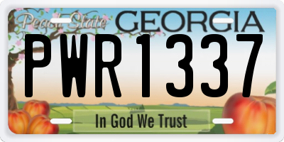 GA license plate PWR1337