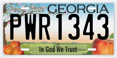 GA license plate PWR1343