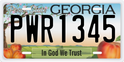 GA license plate PWR1345