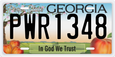 GA license plate PWR1348