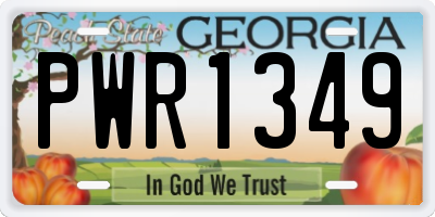 GA license plate PWR1349