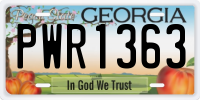 GA license plate PWR1363