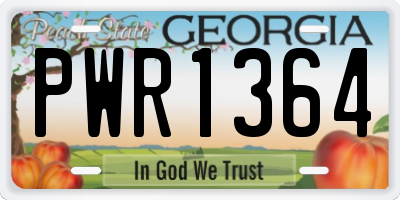 GA license plate PWR1364