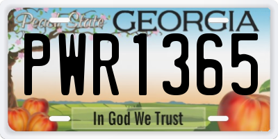 GA license plate PWR1365
