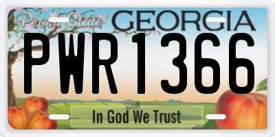 GA license plate PWR1366