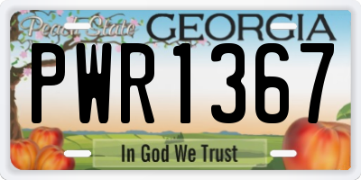 GA license plate PWR1367
