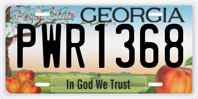 GA license plate PWR1368