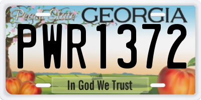 GA license plate PWR1372