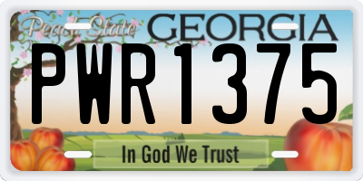 GA license plate PWR1375
