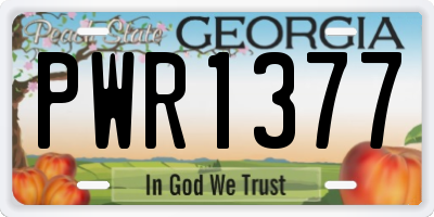 GA license plate PWR1377
