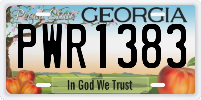 GA license plate PWR1383