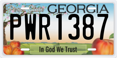 GA license plate PWR1387