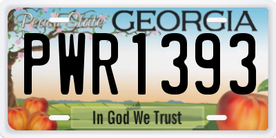 GA license plate PWR1393