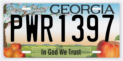 GA license plate PWR1397