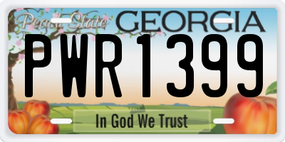 GA license plate PWR1399