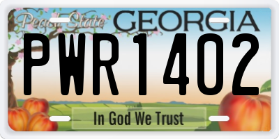 GA license plate PWR1402