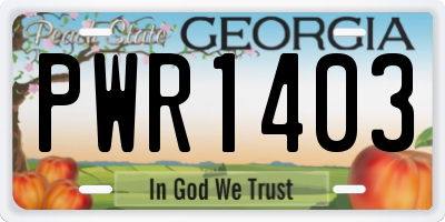 GA license plate PWR1403