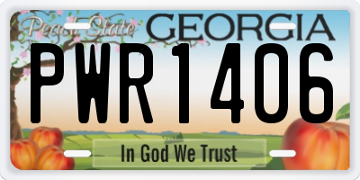 GA license plate PWR1406
