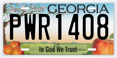 GA license plate PWR1408