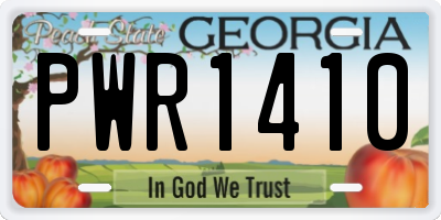 GA license plate PWR1410