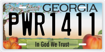 GA license plate PWR1411