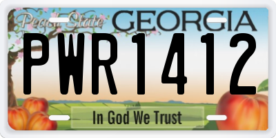 GA license plate PWR1412