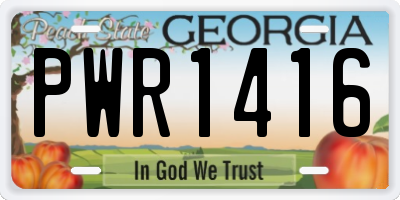 GA license plate PWR1416