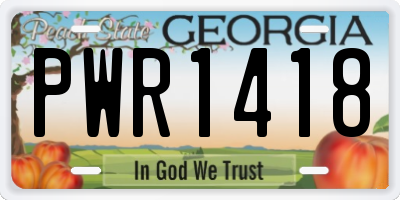 GA license plate PWR1418
