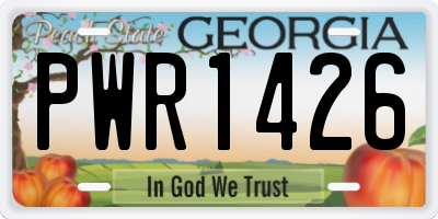 GA license plate PWR1426