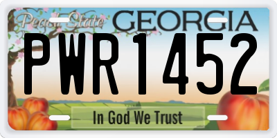 GA license plate PWR1452