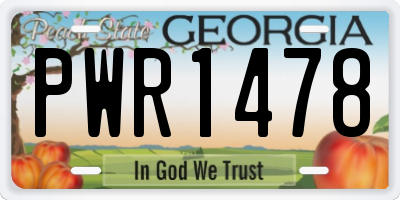 GA license plate PWR1478