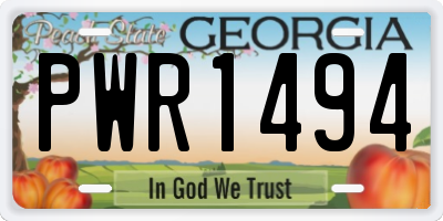 GA license plate PWR1494