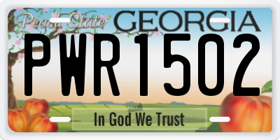 GA license plate PWR1502