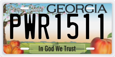 GA license plate PWR1511