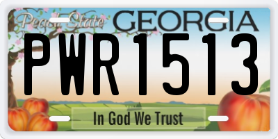 GA license plate PWR1513