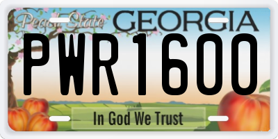 GA license plate PWR1600