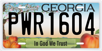 GA license plate PWR1604
