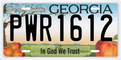 GA license plate PWR1612