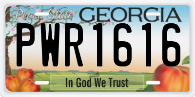 GA license plate PWR1616